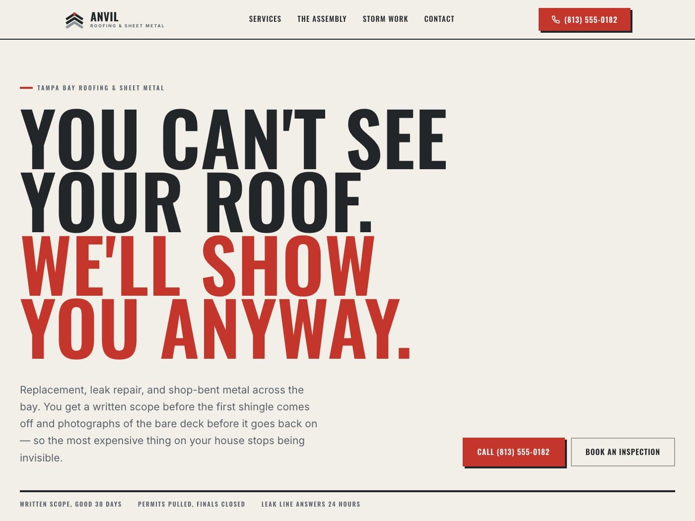Anvil Roofing & Sheet Metal — website home page